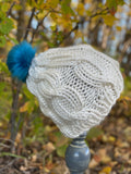 Cable Hat, removable pompom