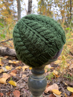 Forest Green Cables Beanie, newborn
