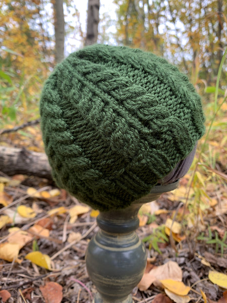 Forest Green Cables Beanie, newborn