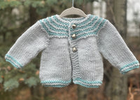 Garter Yoke Cardigan, 3-6 months