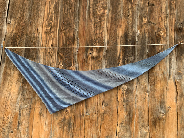 Blue Striped Triangular Shawl