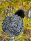 Cable Hat, removable pompom