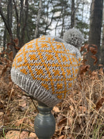 Yellow and Gray Lattice Hat, toddler