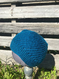 Dark Teal Spiral Beanie, medium to large adult