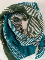 Green and Teal Striped Shawl